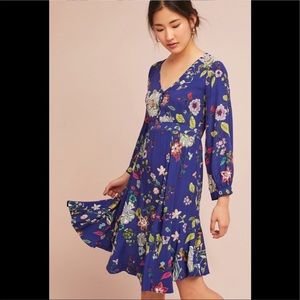 Anthropologie Maeve Maplewood Blue Floral Dress
